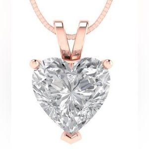 2 ct Brilliant Heart Synthetic White Sapphire 14k Rose Gold Pendant